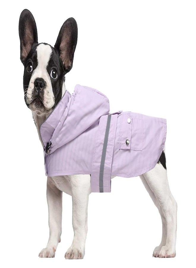 Morezi Dog Raincoat Puppy rain Jacket with Removable Hood for Small Medium Breeds Reflective Strap Storage Pockets in Cold Day Purple L - Image 1